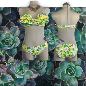 Victoria Secret Gorgeous 2 Pieces Yellow green & white Strapless Swim Bikini